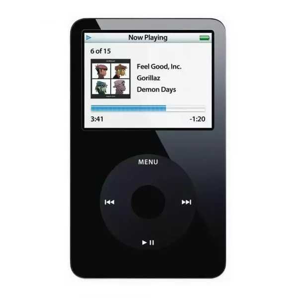 Apple iPod Classic de 5a geração de 80 GB preto, carregador e capa