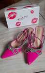 Buty szpilki fuksja z kokardką