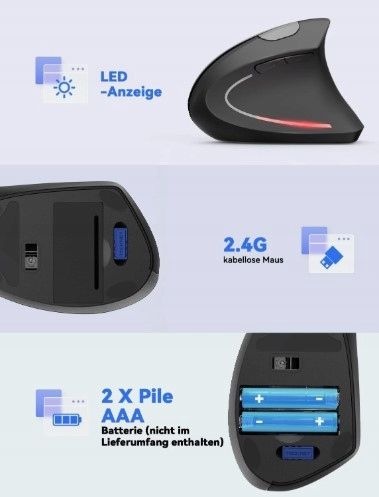 tecknet bezprzewodowa pionowa mysz ergonomiczna 4800 dpi 5 przycisków