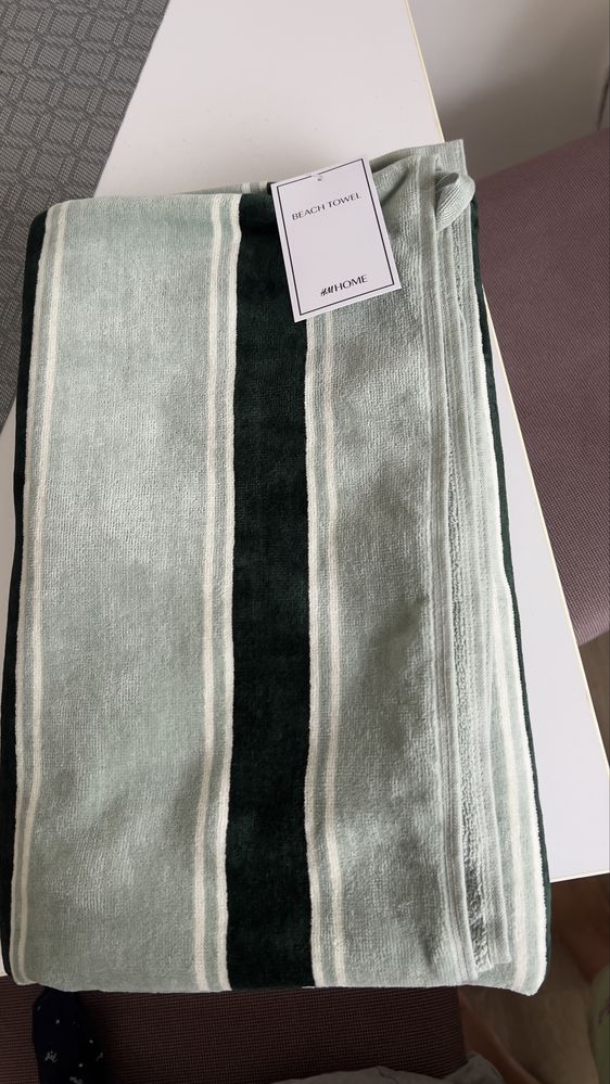 Plażowy ręcznik w paski bawełniany duży hm 80/165
