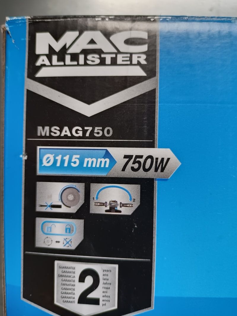 Szlifierka kątowa MacAllister 750W 125 mm z osłoną