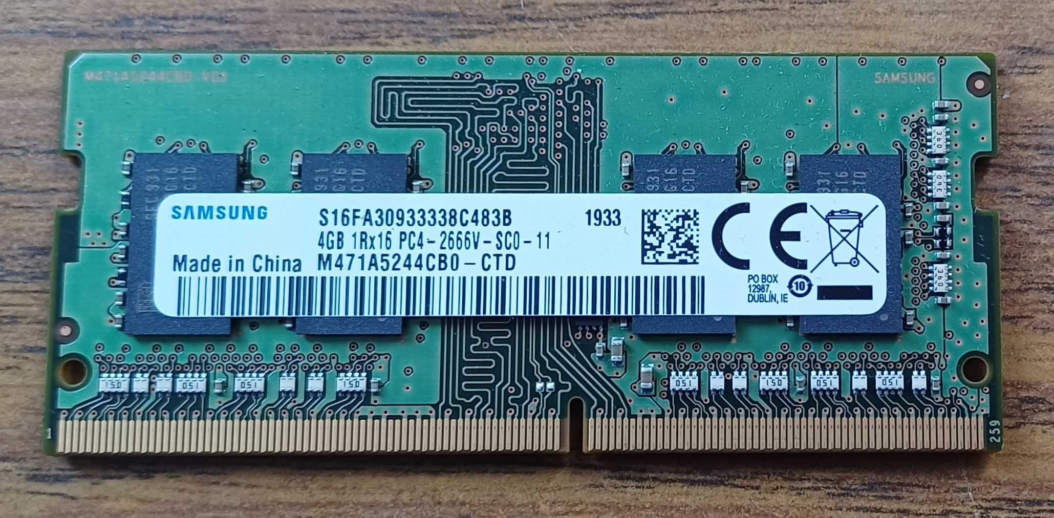 Оперативна пам'ять Samsung 4 GB SO-DIMM DDR4 2666 MHz M471A5244CB0-CTD