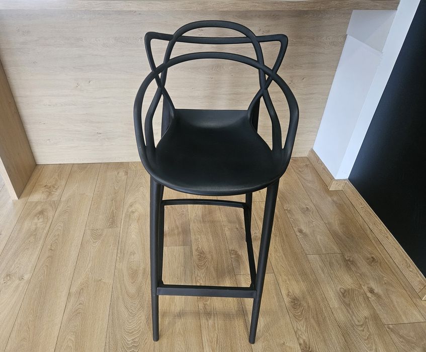 4szt krzesło wysokie hoker, zestaw komplet czarne loft