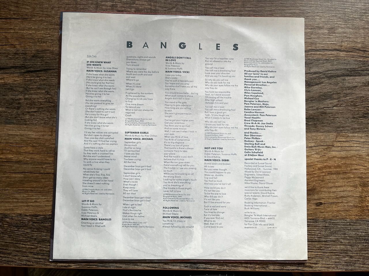 The Bangles – Different Light (1985, CBS 26659)