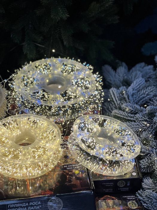 Гірлянда роса/хвоя/лапа(тепле / холодне біле світло)