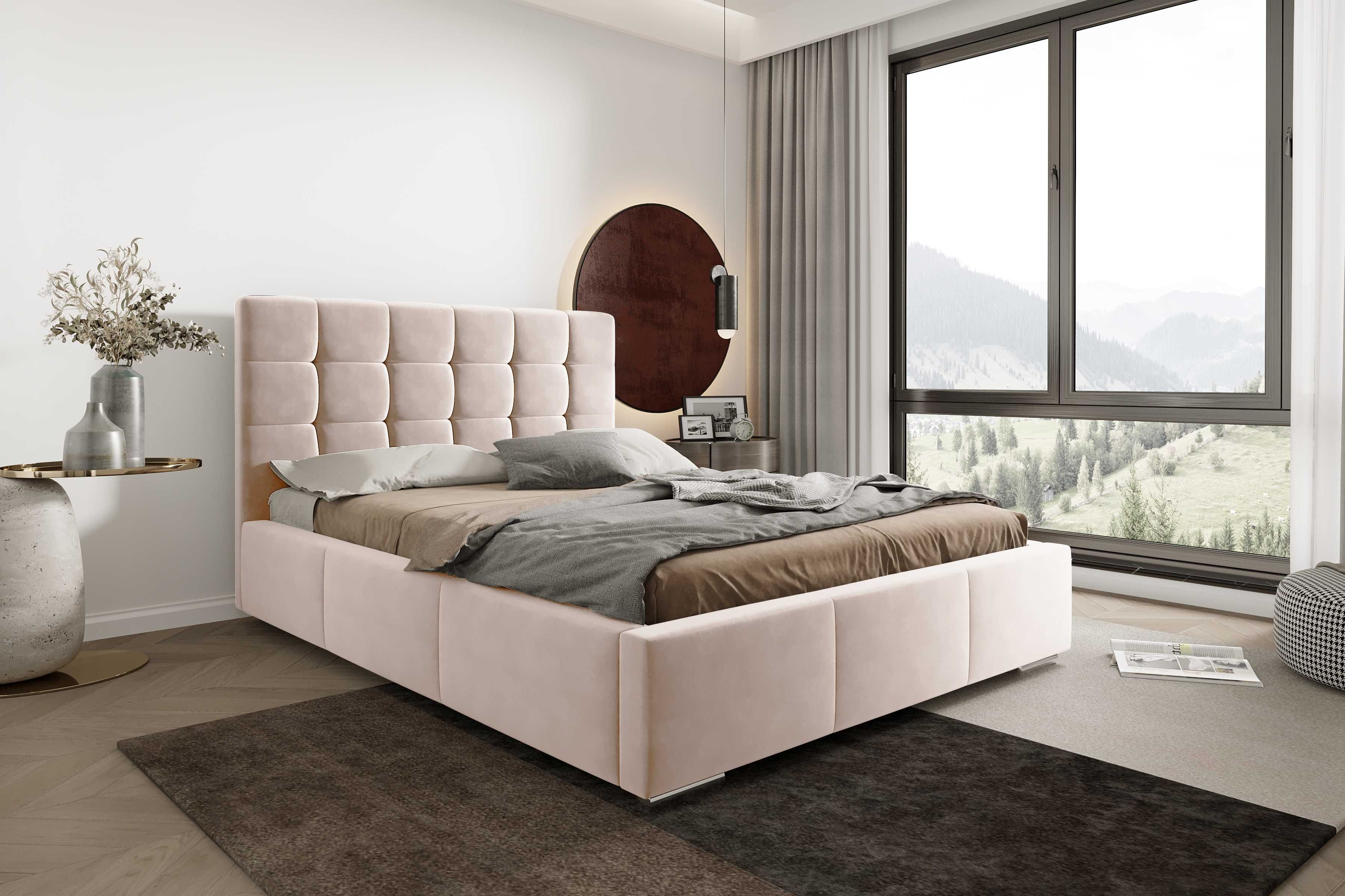 Łóżko sypialniane tapicerowane PALERMO ze stelażem prosto od producent