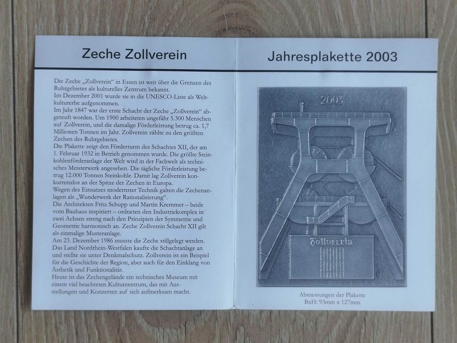 prezent urodzonych w 2003 r Tablica Kopalnia Zollverein 1847 r Buderus
