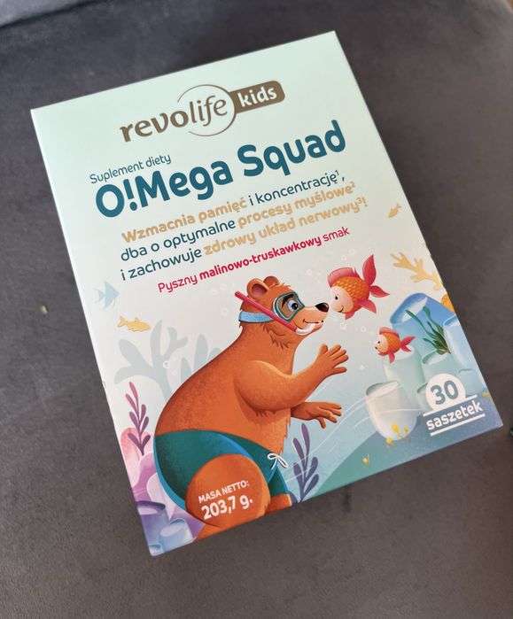 Revolife omega squad kwasy omega 3 6 DHA dla dzieci do picia 30sz nowe