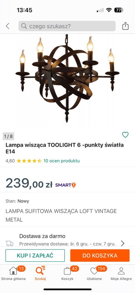 Lampa wiszaca 3szt. toolight 6