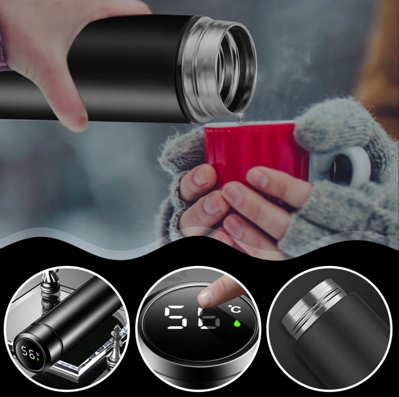 TERMOS LCD kubek termiczny 500ml z wyświetlaczem