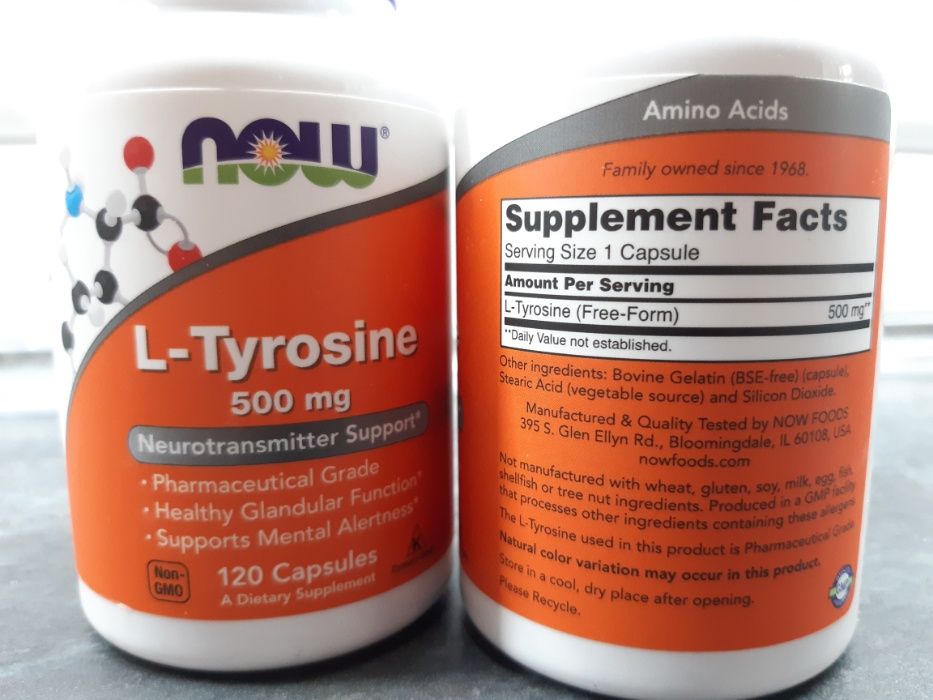 Now Foods, l-Tyrosine 500 мг (120 капс.), l-тирозин, тирозин