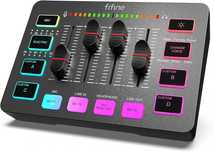 FIFINE Mikser audio do gier, RGB mikser z interfejsem mikrofonu