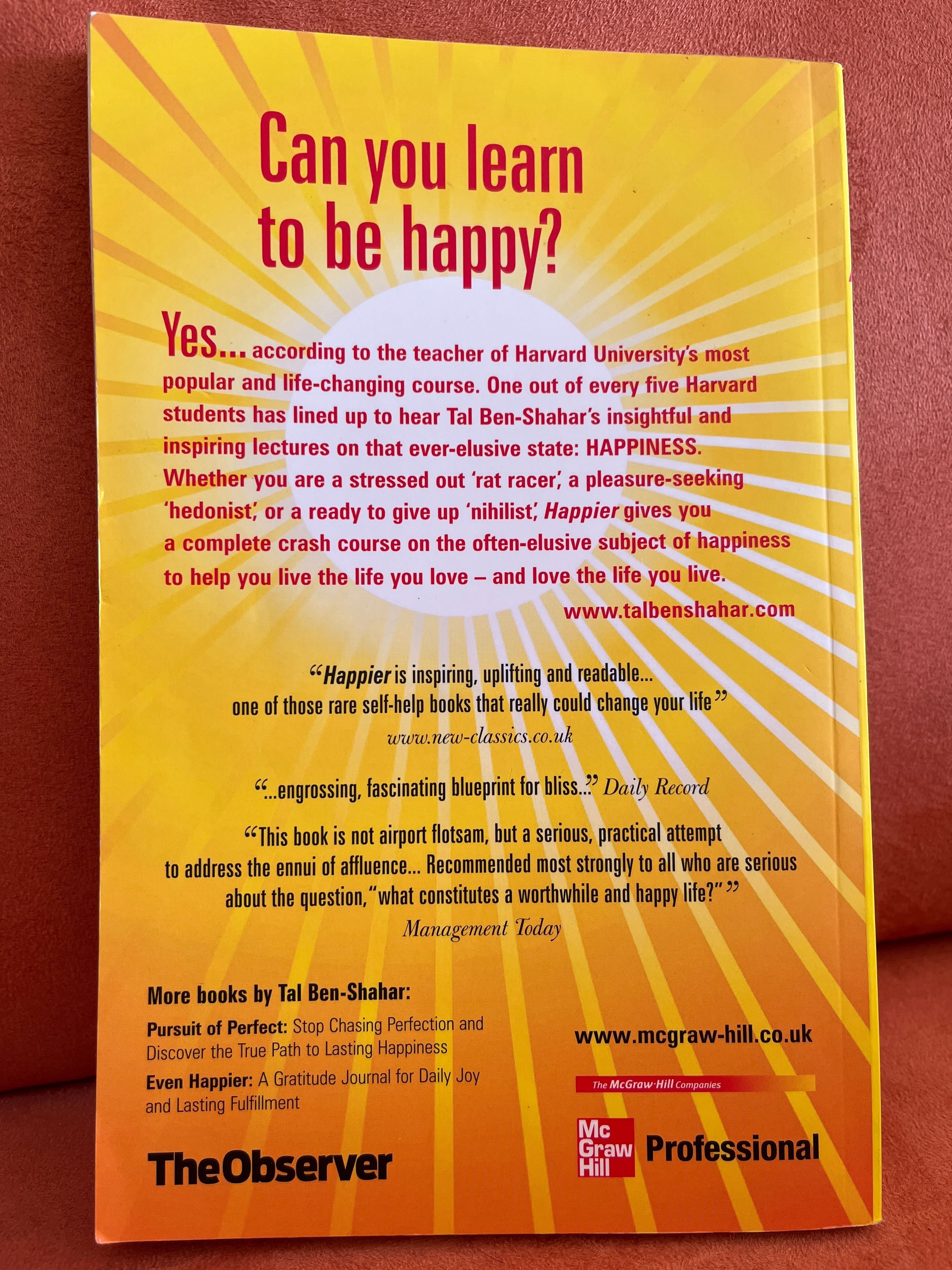 Book | Happier Tal Ben Shahar New York Times Bestseller | to be happy