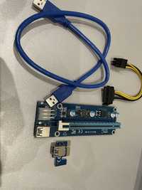 Riser Райзер 006C PCI-E 1X to 16X 6pin 12v USB 3.0 60см