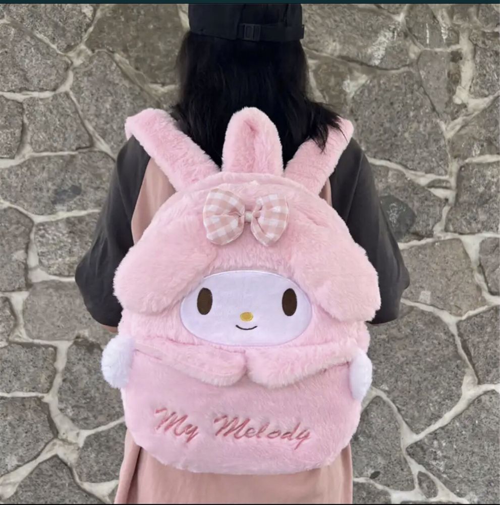 Большой кавайный рюкзак меховая сумка Hello Kitty Melody