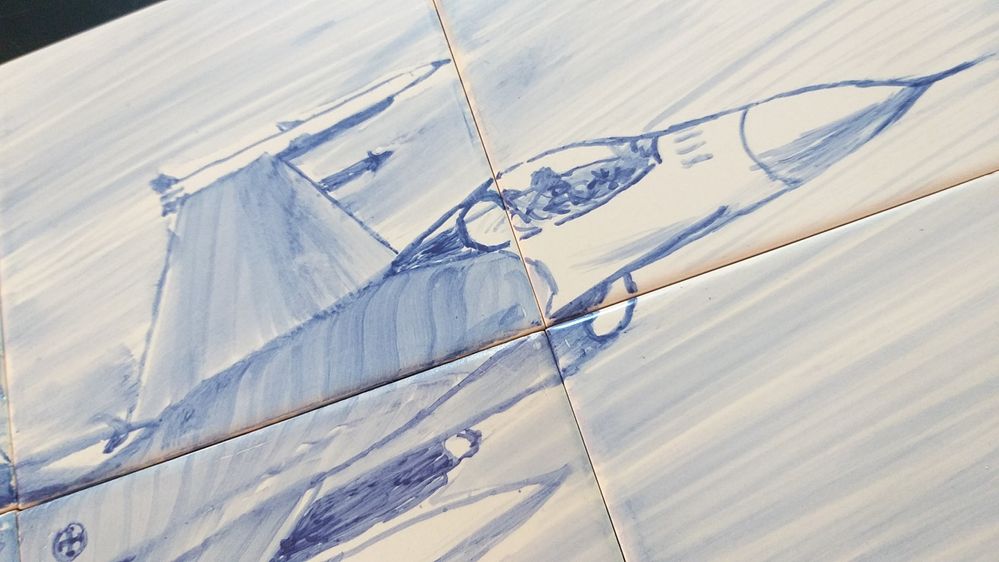 Painel de azulejos avião F16