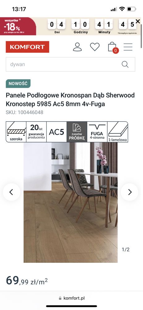 Panele podłogowe AC5 dąb sherwood - nowe