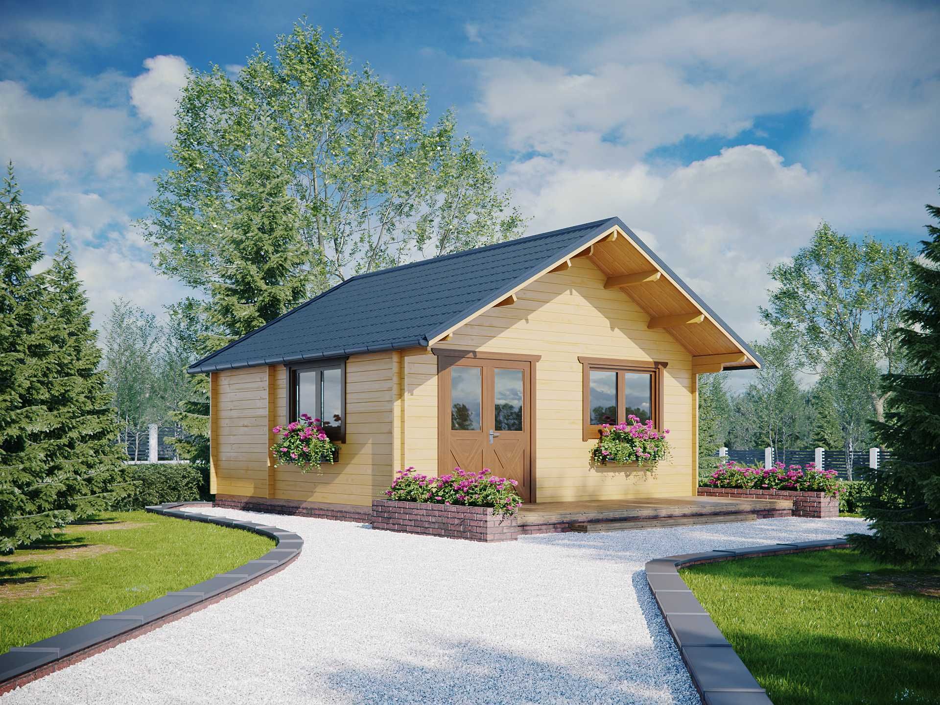 Drewniany domek letniskowy Julia 32 m2 - ROD, ośrodek wypoczynkowy
