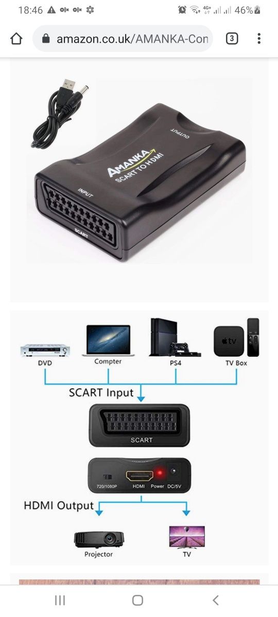 AMANKA SCART para conversor de HDMI 1080P SCART para adaptador HDMI