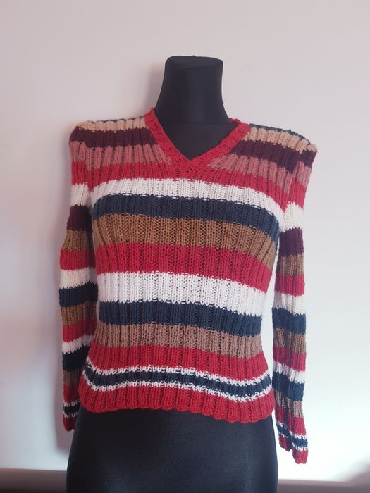 Kolorowy sweter damski robiony na gruntach Top Vintage rozmiar XS/S .