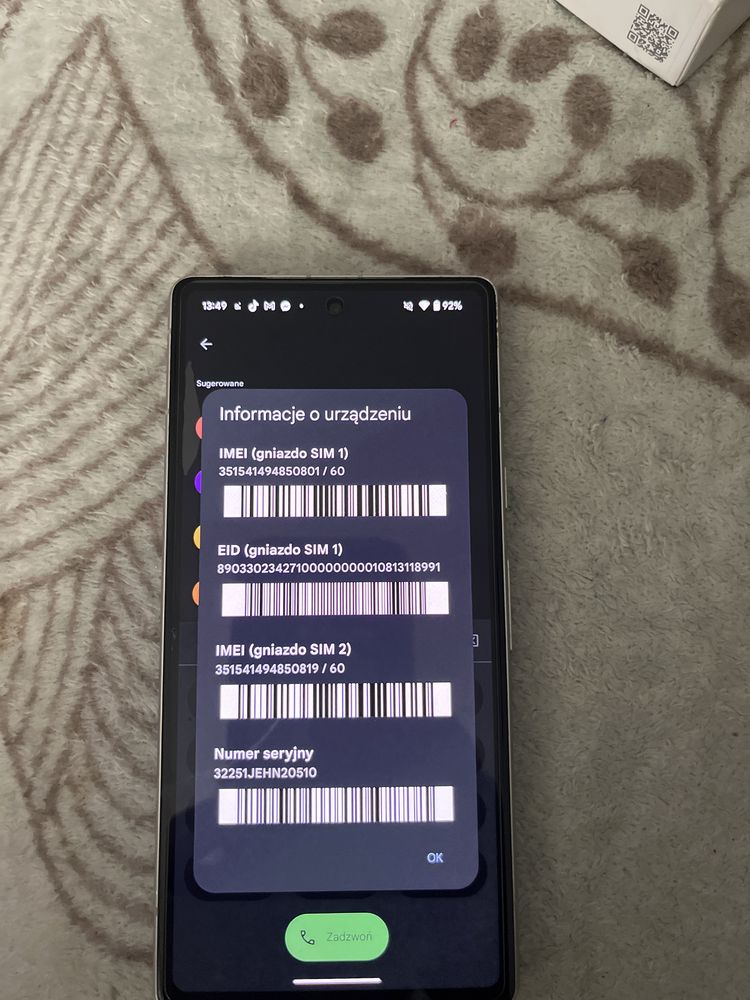 Google pixel 7a bialy komplet