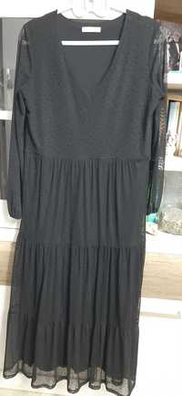 czarna sukienka z tkaniny plumeti maxi rozmiar L Reserved