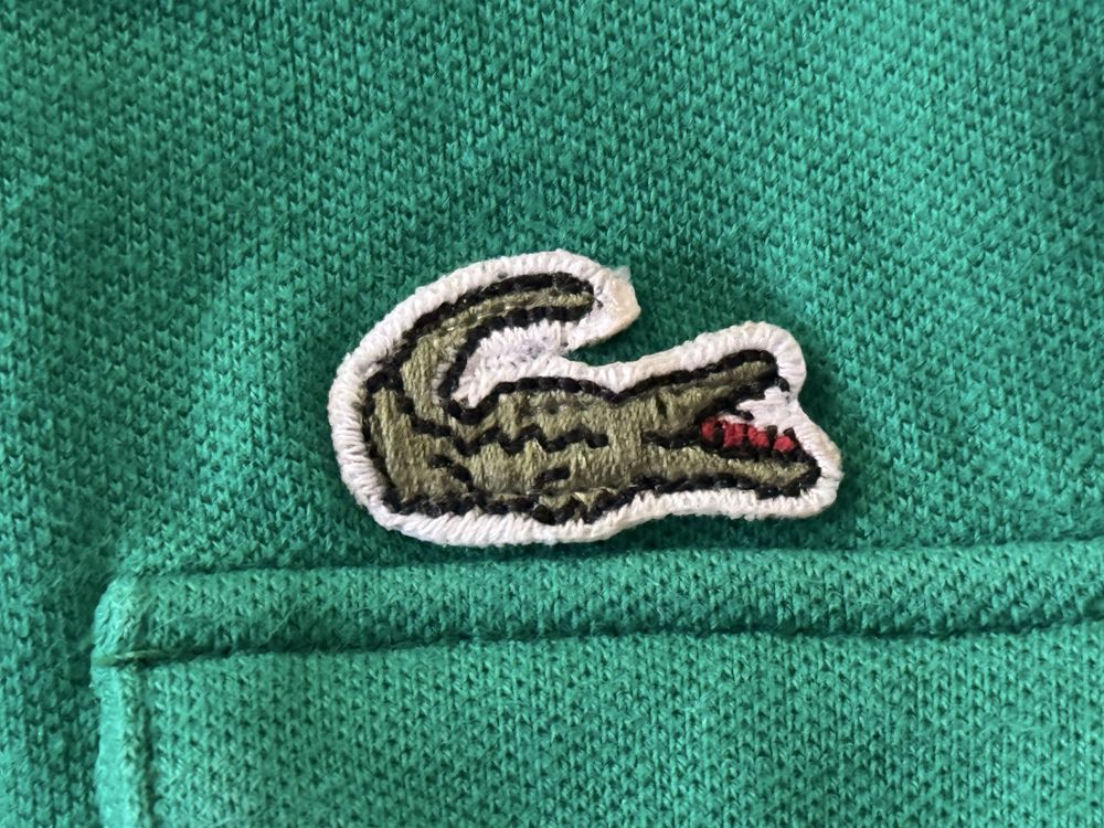 Koszulka Polo Lacoste XS damska zielona logowana vintage pocket