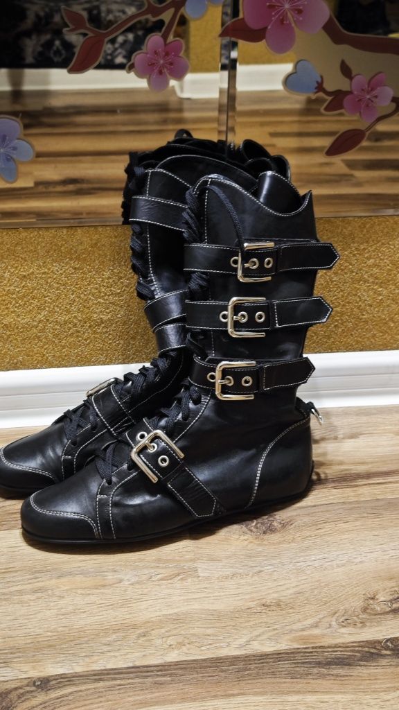 Dolce & Gabbana sneakersy wysokie skórzane botki 39.5/ 40