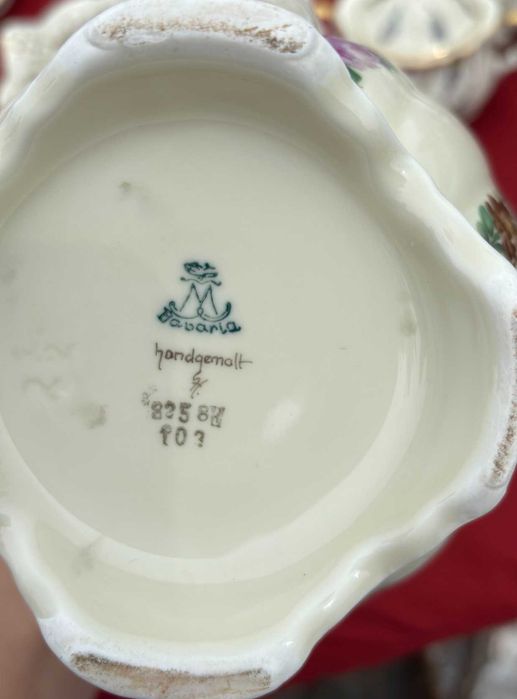 Cudo! Ręcznie malowany środek stołu Mitterteich garnitur dzbanek cukie