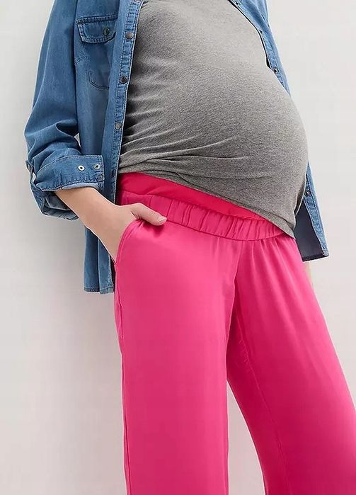 B.P.C spodnie ciążowe cienkie zwiewne różowe ^36