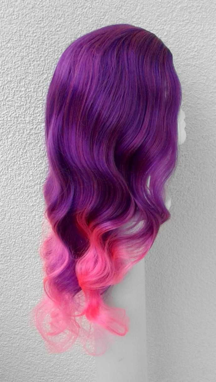 Gamora Strażnicy Galaktyki fioletowa różowa ombre gradient peruka wig