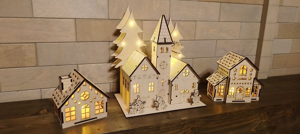 Wioska bożonarodzeniowa domki LED