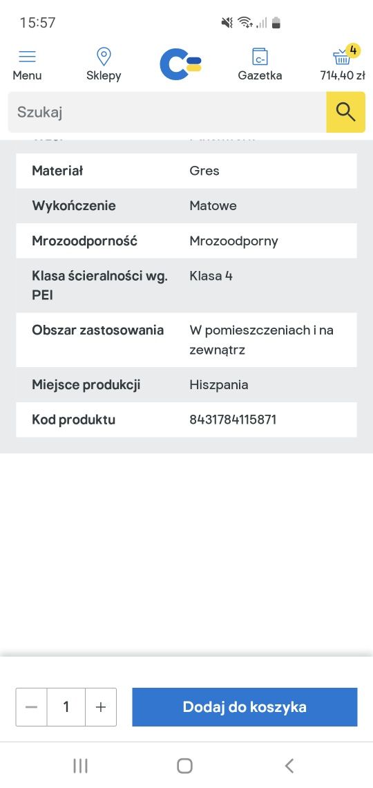 Gres szkliwiony Rhombus 26,5 x 51 cm snow 0,95 m2, 4 opakowania