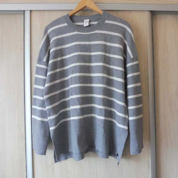 Gina, ciepły sweterek, szary w paski, wiskoza, rozmiar 42