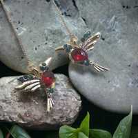 Kolczyki koliber czerwony cyrkonie