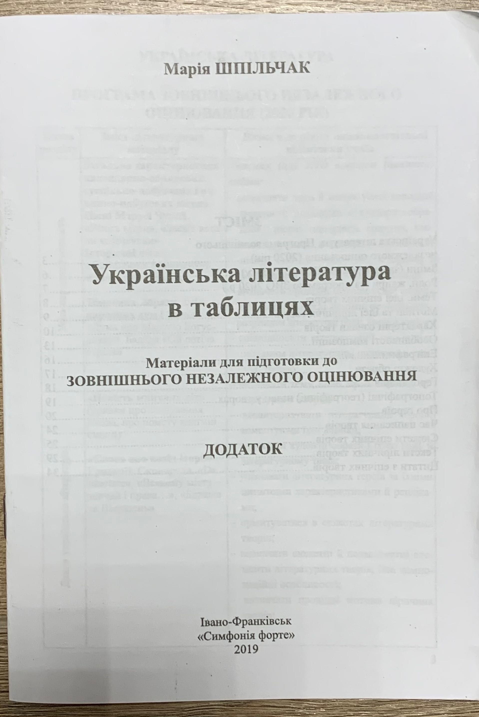 Українська література в таблицях. Підготовка до
ЗНО.М. Шпільчак