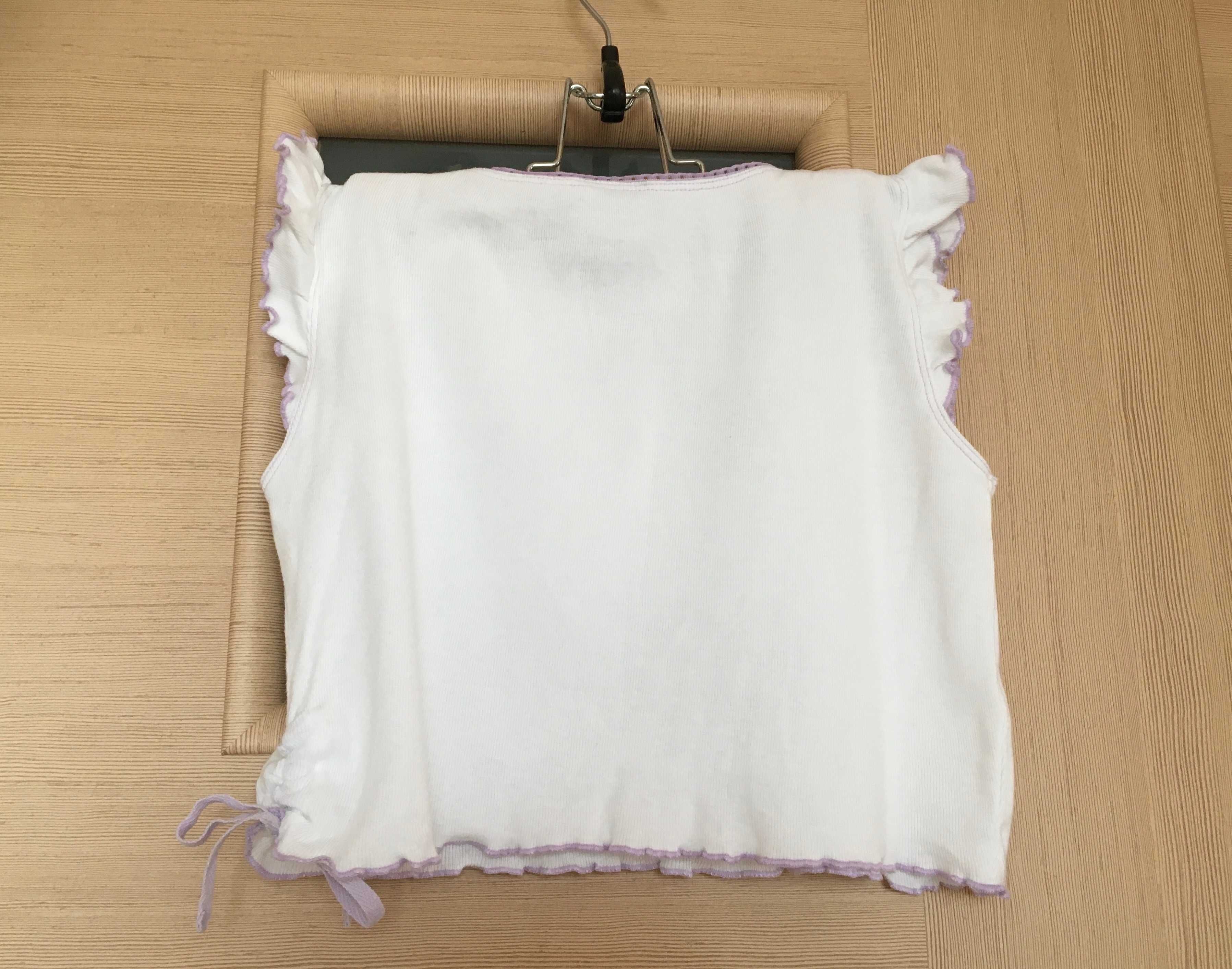 Biała bluzeczka, koszulka bez rękawów z motylkami 100% bawełna r. 116