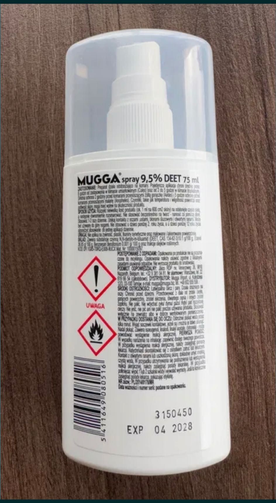 Mugga Spray DEET 9,5% 75ml na komary i kleszcze