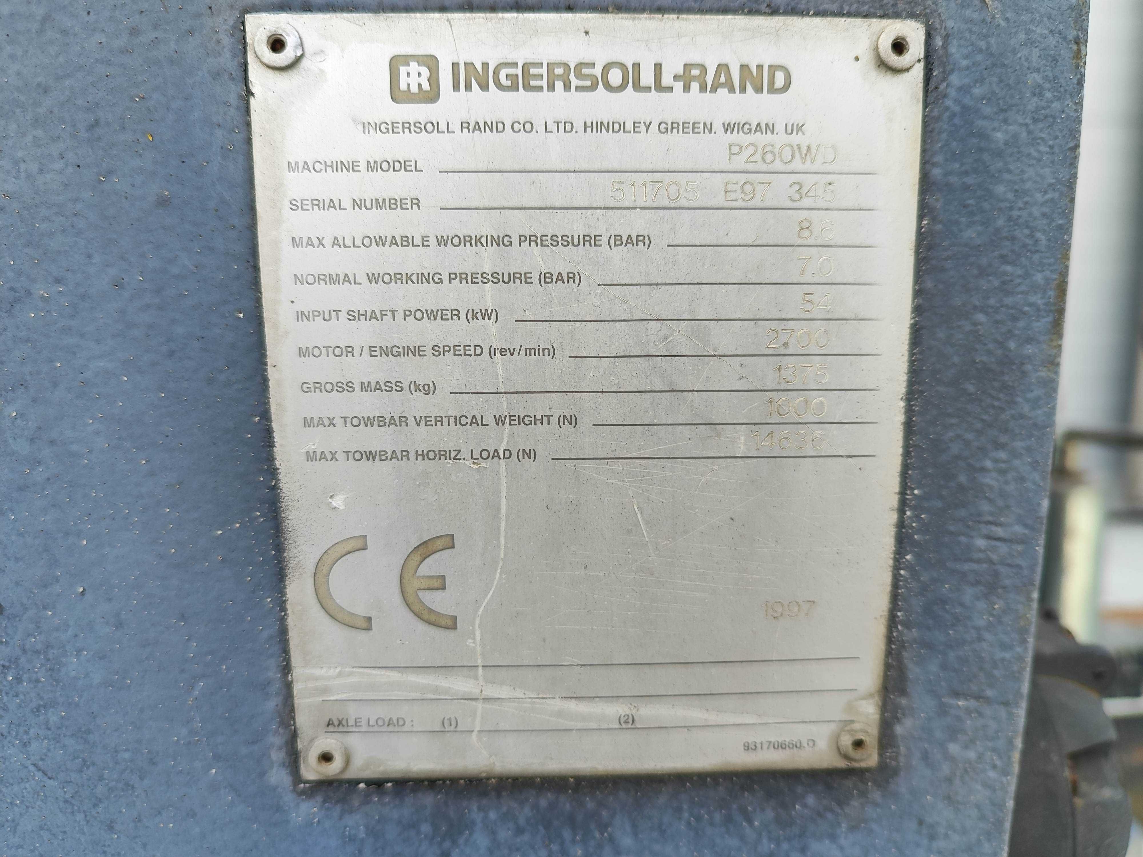 Kompresor sprężarka ingersollrand 7m3 7bar 54kW p260wd gotowy do pracy