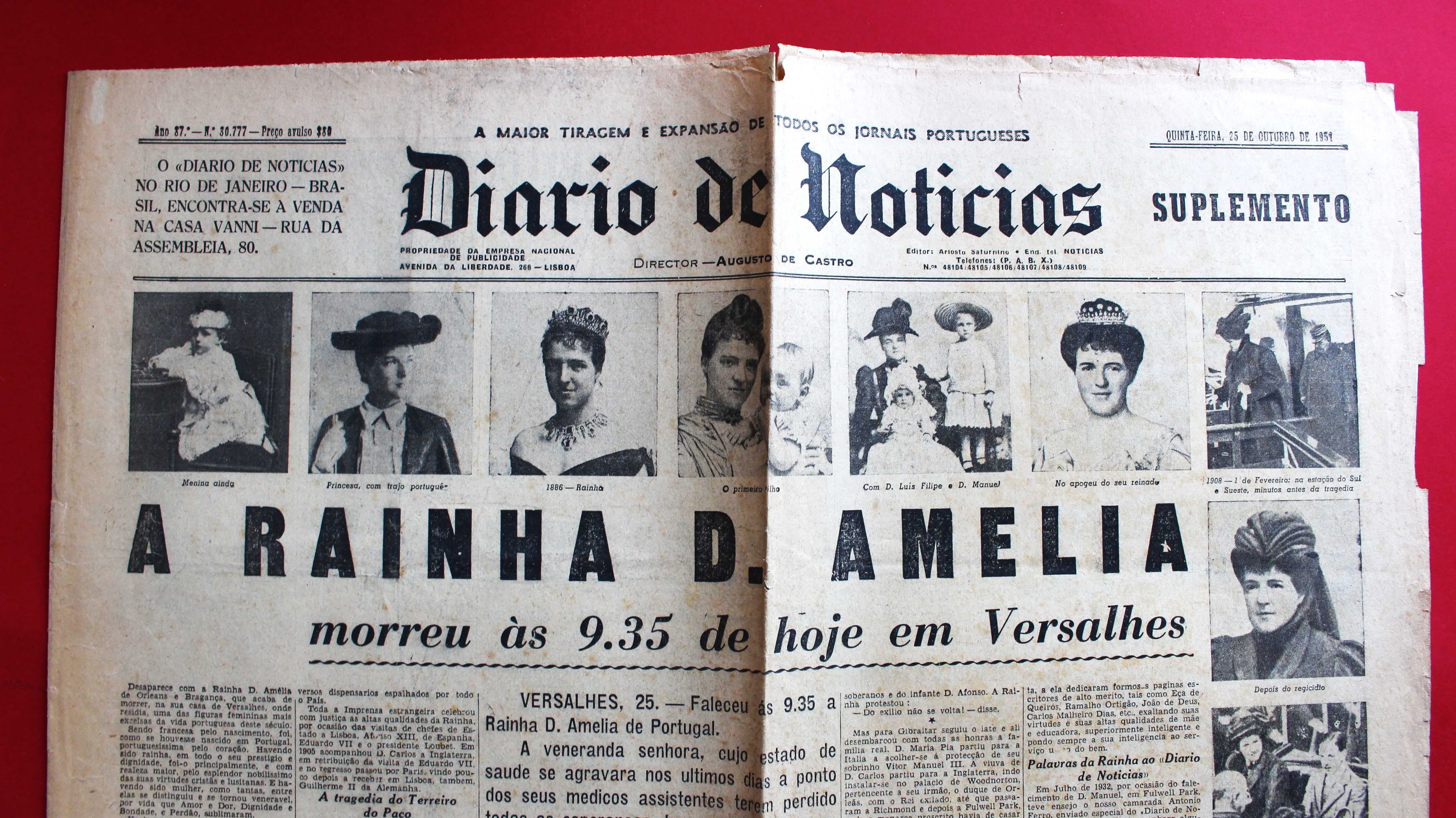 Morte da Rainha D. Amélia 1951 suplemento Diário de Noticias