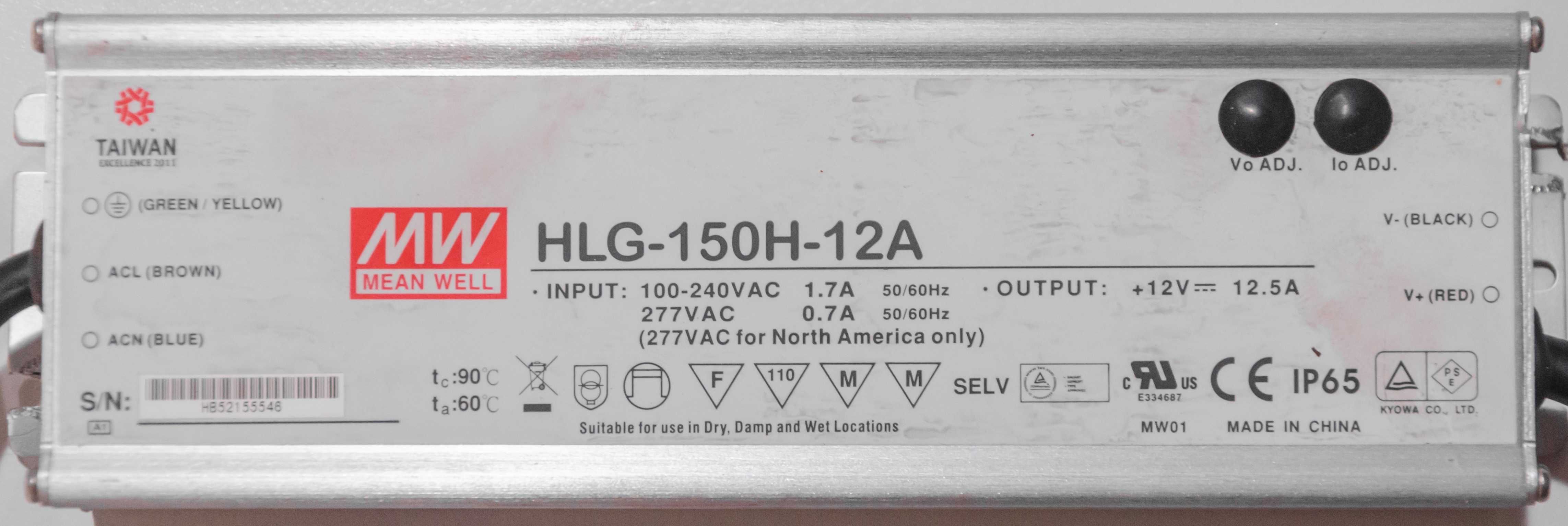 Sterownik Transformator Zasilacz LED Mean Well HLG-150H-12A