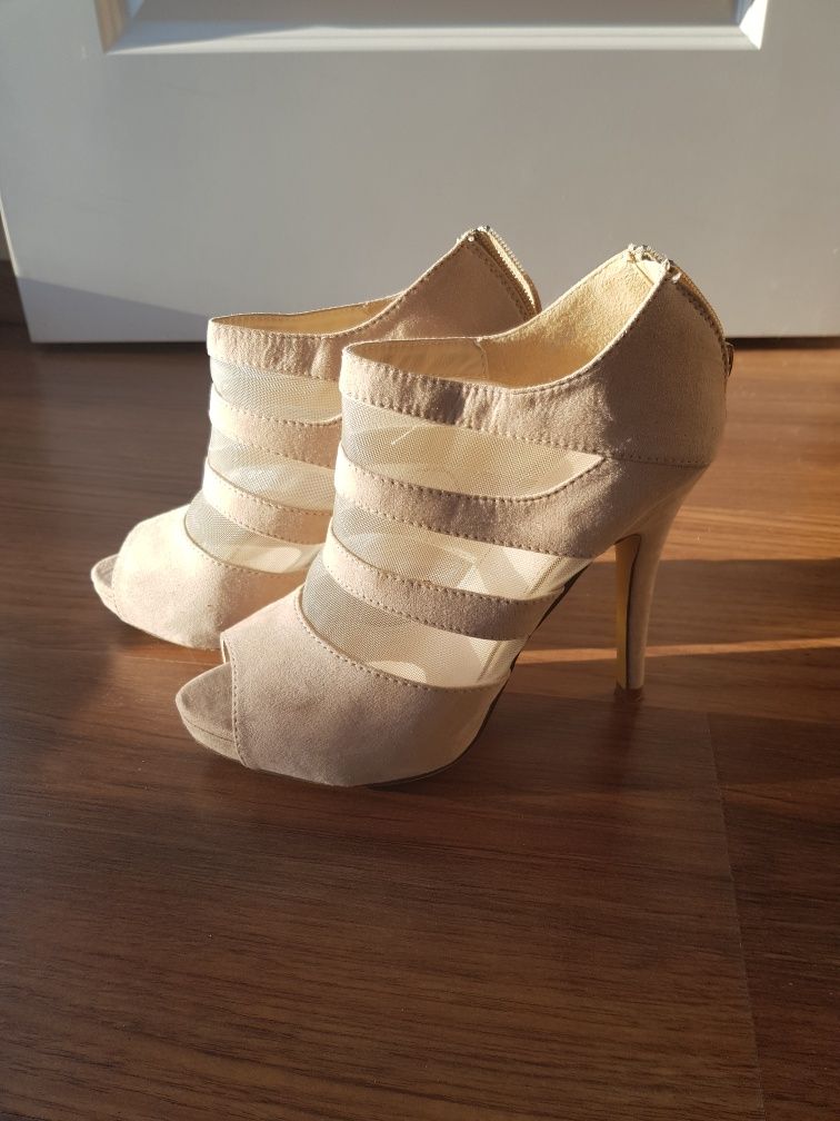 Botki odkryte palce wysoka szpilka roz 37