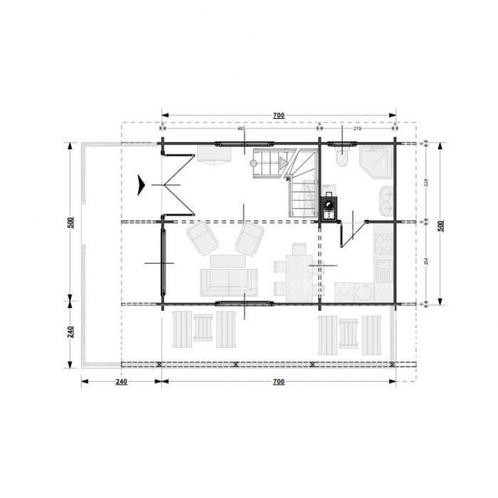Drewniany domek letniskowy Alicja II 62+40m2-ROD, ośrodek wypoczynkowy
