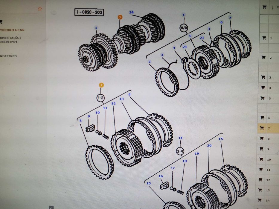 Synchronizator biegu biegów 1/2 Z-24 46/50 MASSEY FERGUSON seria: 3000