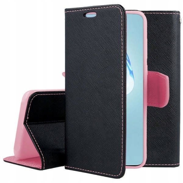 Etui Z Klapką Fancy Samsung S20+ / S20 Plus Czarno-Różowe
