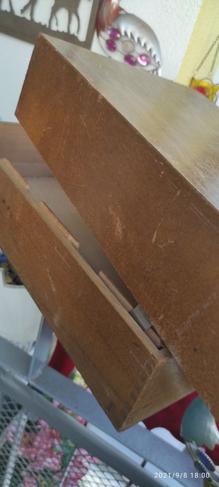 Stare poniemieckie drewniane archiwum pudełko na dokumenty
