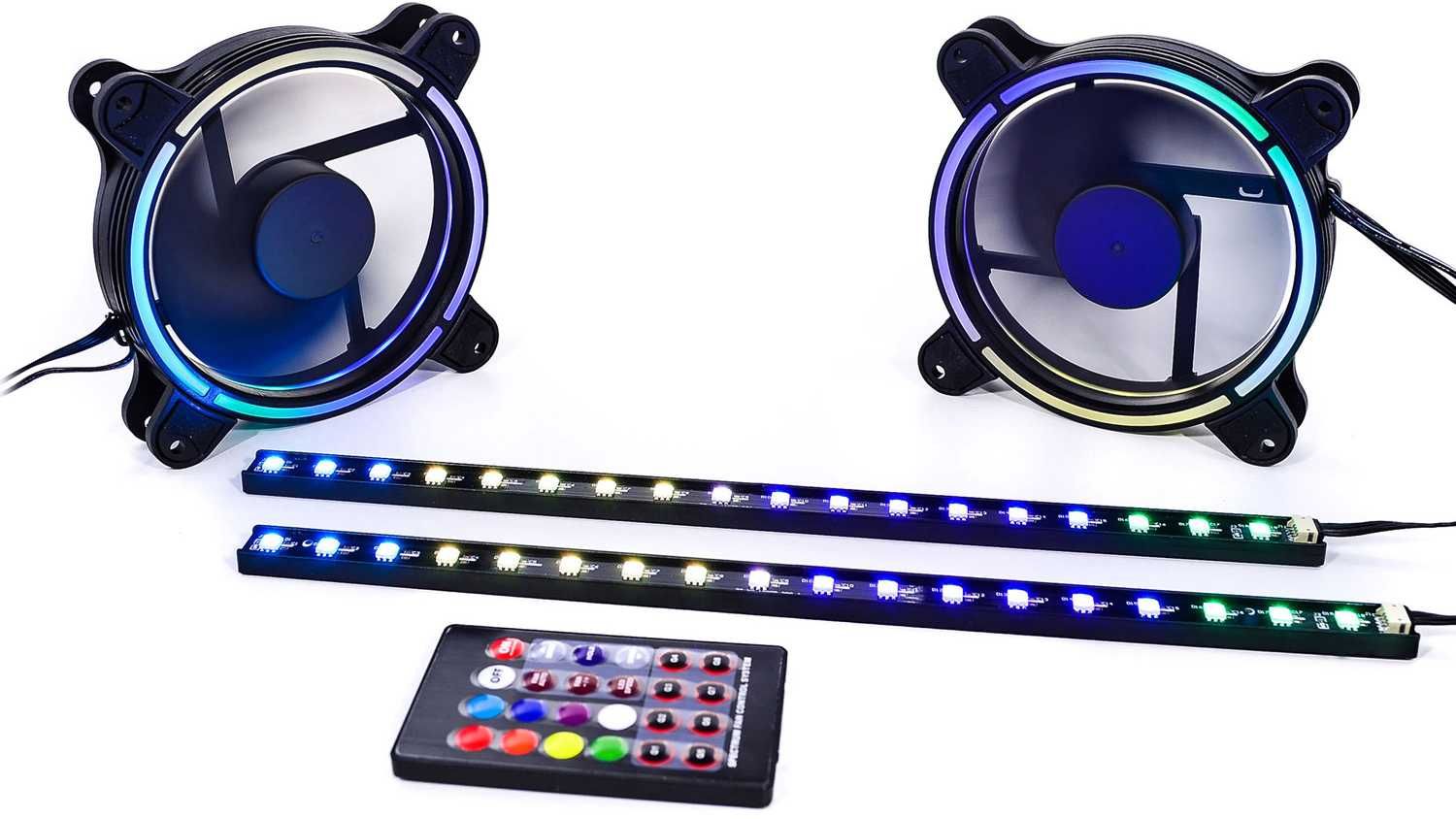 Комплект вентиряторів з підсвіткою QUBE RGB Rainbow Spectrum Kit v02