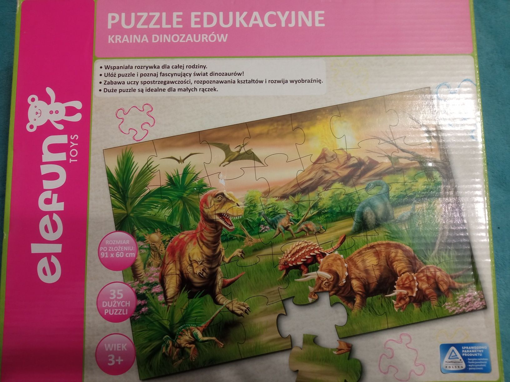 Duże puzzle Kraina DINOZAURÓW 91x60cm