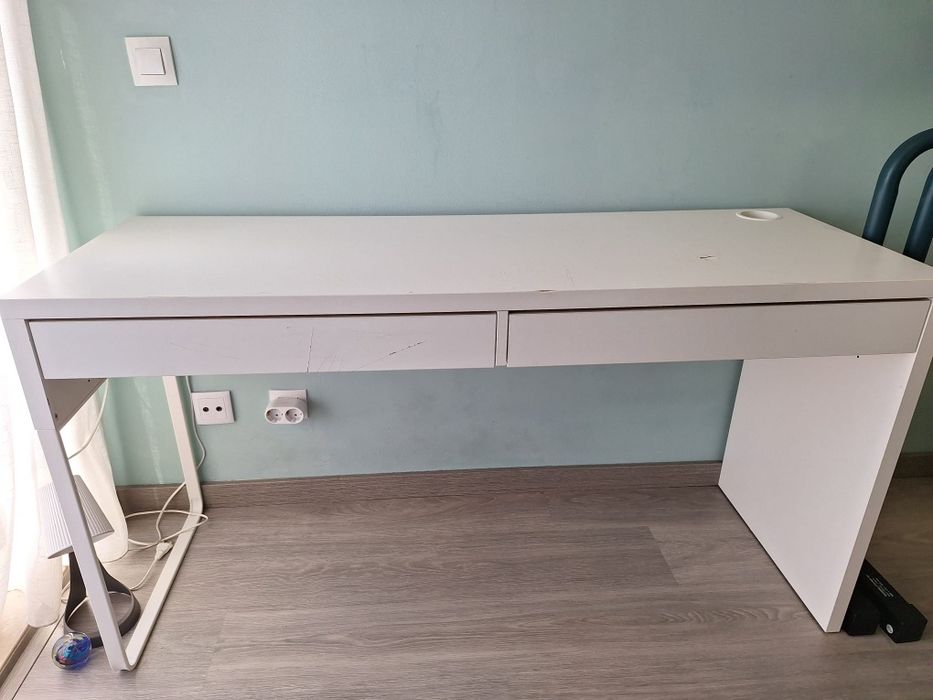 MICKE Secretária, branco, 142x50 cm