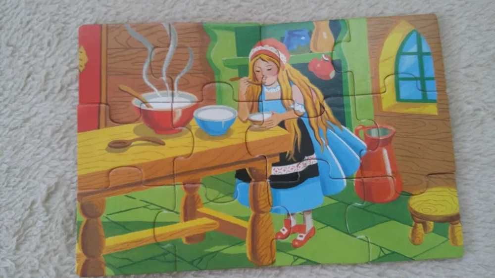 puzzle układanka historyjka złotowłosa i trzy misie drewniana